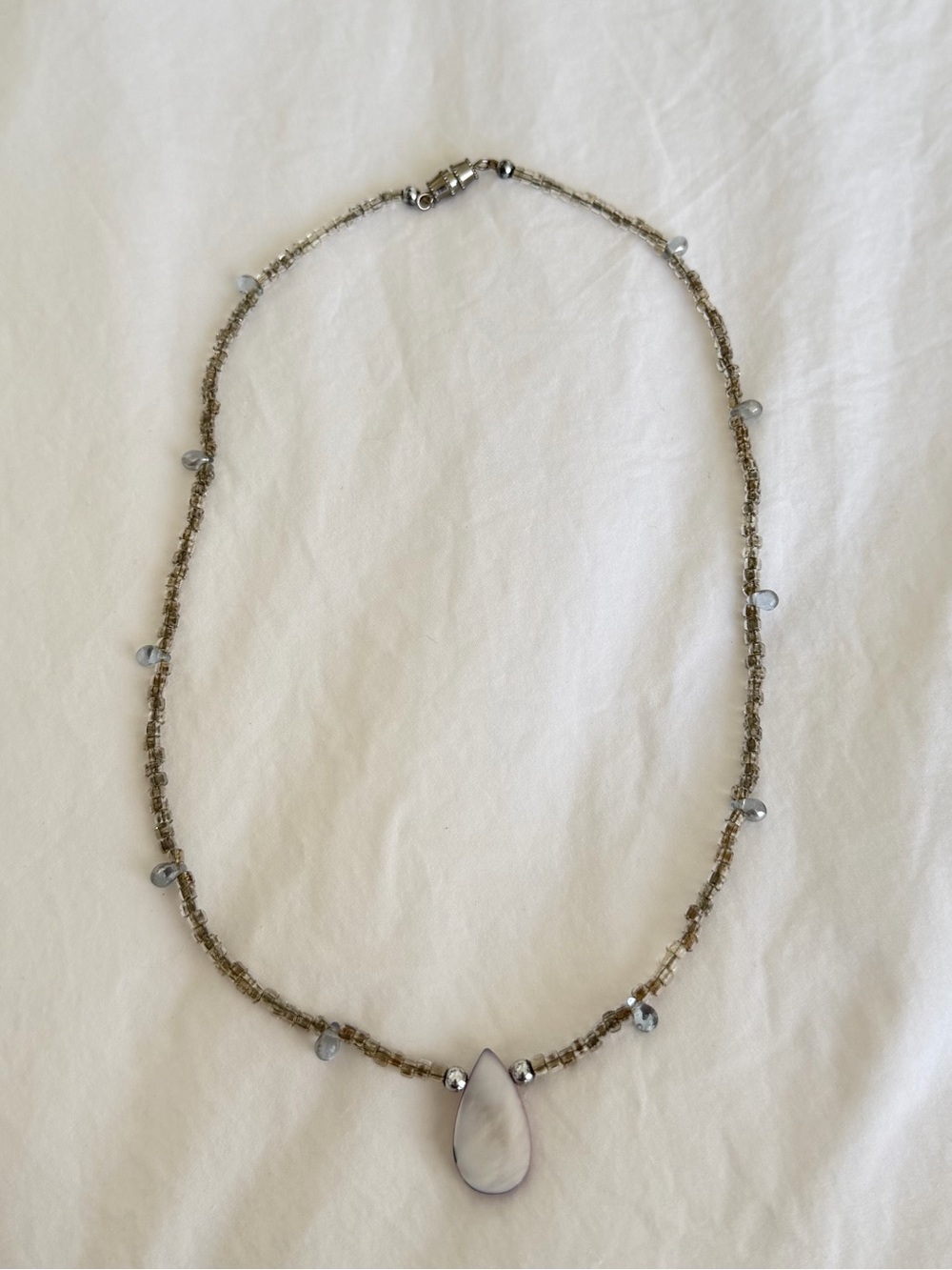 Silver Teardrop Pendant Charm Necklace